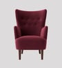 Ludwi Velvet Wing Chair In Maroon Colour