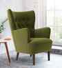 Ludwi Velvet Wing Chair In Mint Green Colour