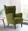 Ludwi Velvet Wing Chair In Mint Green Colour