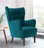 Ludwi Velvet Wing Chair In Teal Blue Colour