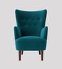 Ludwi Velvet Wing Chair In Teal Blue Colour