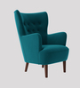 Ludwi Velvet Wing Chair In Teal Blue Colour