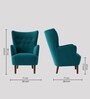 Ludwi Velvet Wing Chair In Teal Blue Colour