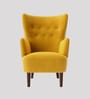 Ludwi Velvet Wing Chair In Yellow Colour