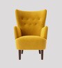 Ludwi Velvet Wing Chair In Yellow Colour