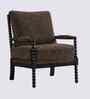 Lue Boucle Fabric Full Back Lounge Chair In Brown Colour