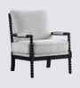 Lue Boucle Fabric Full Back Lounge Chair In White Colour