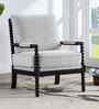 Lue Boucle Fabric Full Back Lounge Chair In White Colour