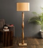Luis Beige Fabric Shade Club Floor Lamp With Mango wood Base