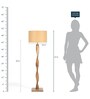 Luis Beige Fabric Shade Club Floor Lamp With Mango wood Base