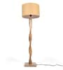 Luis Beige Fabric Shade Club Floor Lamp With Mango wood Base