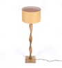 Luis Beige Fabric Shade Club Floor Lamp With Mango wood Base
