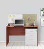 Luka Office Table in Brown & White Finish