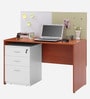 Luka Office Table in Brown & White Finish