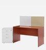 Luka Office Table in Brown & White Finish