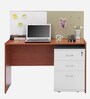 Luka Office Table in Brown & White Finish