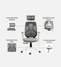 Lukano Breathable Mesh Ergonomic Chair In White And Grey Colour