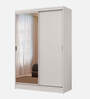 Luke 2 Door Sliding Wardrobe With Mirror In White Color