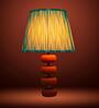 Green Lume Floating Oval Steps Table Lamp in Natural Cork with Lampshade
