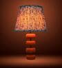 Blue Lume Floating Oval Steps Table Lamp in Natural Cork with Lampshade
