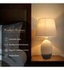 Lumia Cermaic Base Bedside Table Lamp with Textured Finish | Grey | Night Lamp with Warm Light for Bedroom & Living Room | Home D cor Item | Lamp Convenient On/Off Switch and 2 Pin Plug