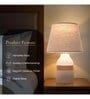Lumia Cermaic Bedside Table Lamp for Bedroom & Living Room | Grey | Lamp Woven Rope Detailing with Warm Light | Convenient On/Off Switch and 2 Pin Plug | Home D cor Item