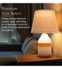 Lumia Cermaic Bedside Table Lamp for Bedroom & Living Room | White | Lamp Woven Rope Detailing with Warm Light|Convenient On/Off Switch and 2 Pin Plug | Home D cor Item