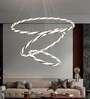 Lumihoop 90W LED Ceiling Chandelier 80cm, Intertwined Ring White Gold Design, Smart Hanging Light Alexa Google Compatible, Modern Lighting for Living Room Bedroom Dining Office