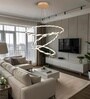 Lumihoop 90W LED Ceiling Chandelier 80cm, Intertwined Ring White Gold Design, Smart Hanging Light Alexa Google Compatible, Modern Lighting for Living Room Bedroom Dining Office