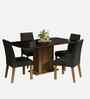 Lumine Glass Top 4 Seater Dining Set With In Brown & Black Finish