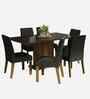 Lumine 6 Seater Dining Set With Glass Table In Brown & Black Finish