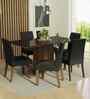 Lumine 6 Seater Dining Set With Glass Table In Brown & Black Finish