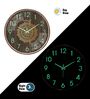 Gold Mandala Luminous Wall Clock With Wood Pattern (13 Inch)
