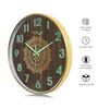 Gold Mandala Luminous Wall Clock With Wood Pattern (13 Inch)