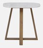Luna Metal End Table In Brass Finish With Marble Top