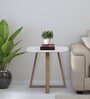 Luna Metal End Table In Brass Finish With Marble Top