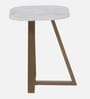 Luna Metal End Table In Brass Finish With Marble Top
