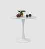 Luna Stone Top Outdoor Table In White Finish
