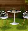Luna Stone Top Outdoor Table In White Finish