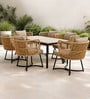 Lunar Wicker 4 Seater Dining Set In Dimgrey Finish