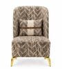 Lunara Teak Wood Frame  Accent Chair With Suede Fabric In Brown Colour