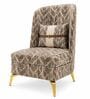 Lunara Teak Wood Frame  Accent Chair With Suede Fabric In Brown Colour