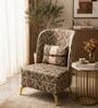 Lunara Teak Wood Frame  Accent Chair With Suede Fabric In Brown Colour