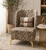 Lunara Teak Wood Frame  Accent Chair With Suede Fabric In Brown Colour