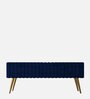 Lupita Velvet Bench In Navy Blue Colour