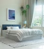 Lush Deluxe Queen Size Upholstered Bed In Light Navy Blue & White Colour With Box Storage