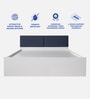 Lush Deluxe Queen Size Upholstered Bed In Light Navy Blue & White Colour With Box Storage
