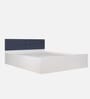 Lush Deluxe Queen Size Upholstered Bed In Light Navy Blue & White Colour With Box Storage
