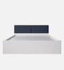 Lush Deluxe Queen Size Upholstered Bed In Light Navy Blue & White Colour With Box Storage