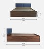 Lush Deluxe Queen Size Upholstered Bed In Light Navy Blue Colour & Walnut Finish With Box Storage